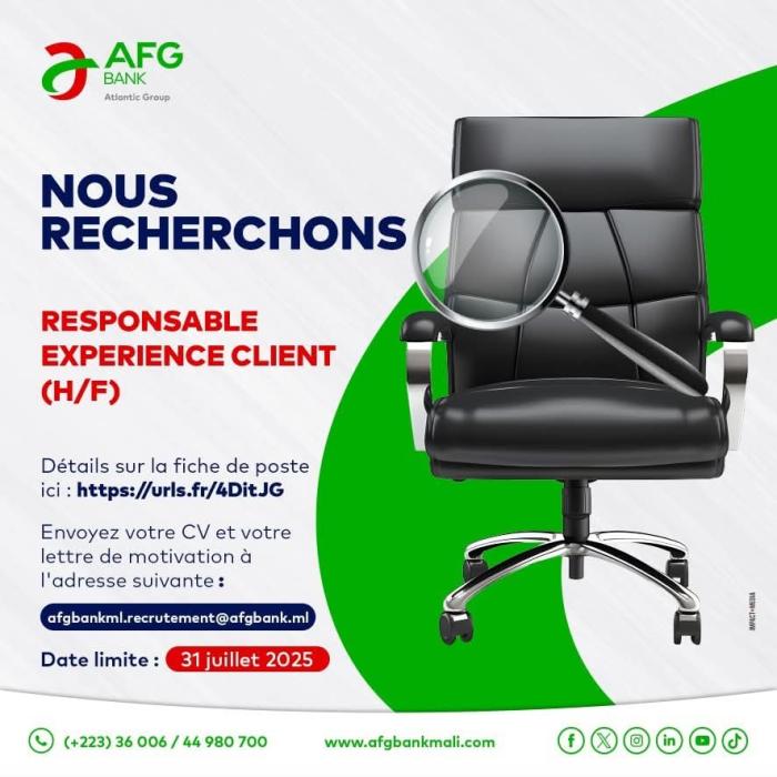 Avis de recrutement un(e) Responsable Expérience Client (H/F)