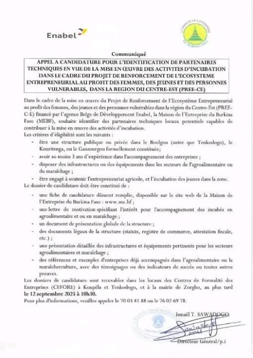 Appel à candidatures 