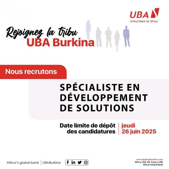 Recrutement d’un(e) Spécialiste en Développement de Solutions
