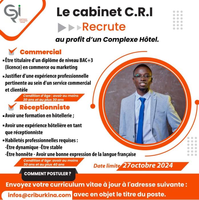 Recrutement de commercial et de réceptionniste 