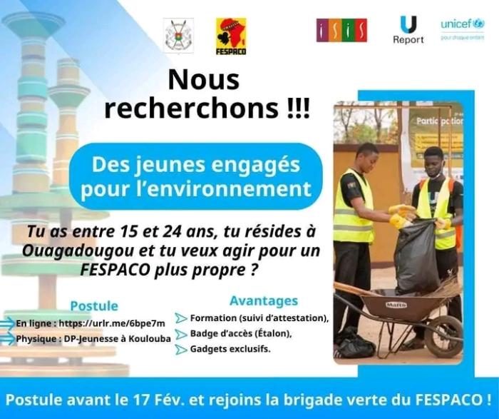 Recrutement d'une brigade verte pour le FESPACO 